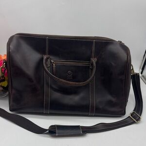 Rustic Town Dark Brown Leather Men's Overnight Bag